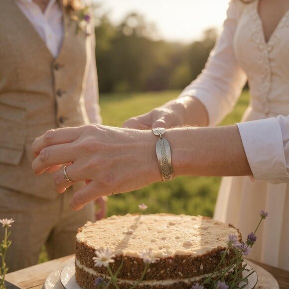 Vintage Silver Plate Bracelet Made From Spoons w/ Magnetic Closure Adorable CHIC - Picture 1 of 9